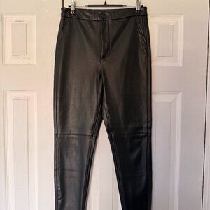 ZARA Faux Leather Skinny Pants  Black  High Rise  Ankle Zip  Size S (26)